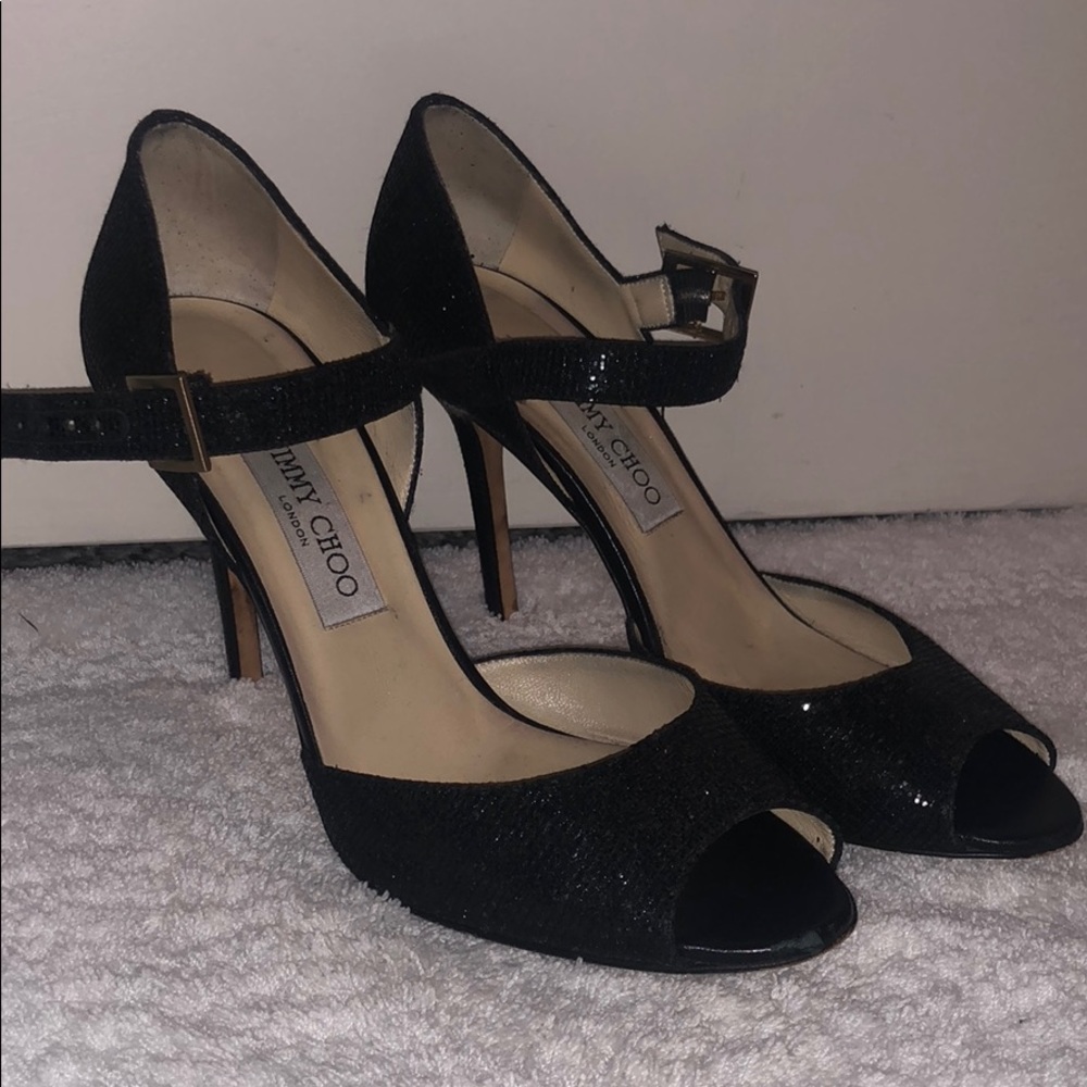 Jimmy Choo glittery black heels
